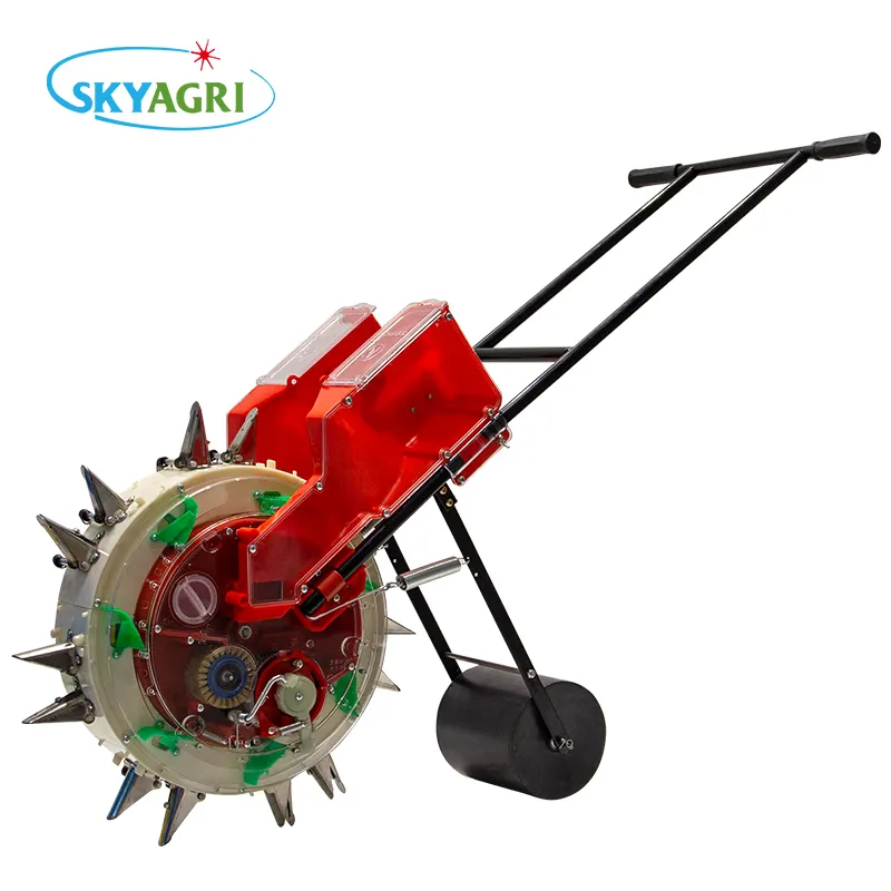 Factory price hand push farming 2 row corn planter rice Seeder With Fertilizer spreaders