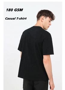 Camisetas Casuales Oversize de Alta Calidad al por Mayor 180 GSM Negras para Hombre 100% Algodón con Diseño de Logo Personalizado e Impresión en Serigrafía - Product Image 3