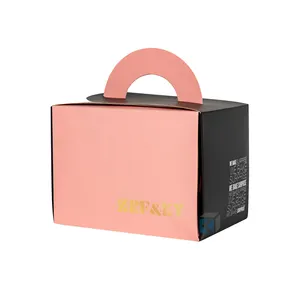 Custom Logo Pink Bakery Paper Luxury Wedding Cake Packaging Take Away Box For Clear Window