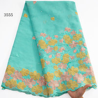 3555 Gros Tissu Dentelle Coton Lafaya Dubaï Broderie de Haute Qualité Tissu Dentelle Africaine Dentelle Suisse pour Mariage