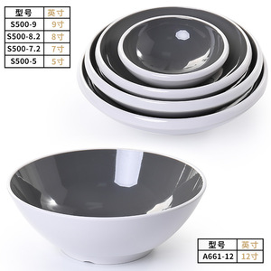 Tazón Redondo de Melamina Gris y Blanco, Duradero para Uso Diario, Té y Comida de Hotel - Product Image 4