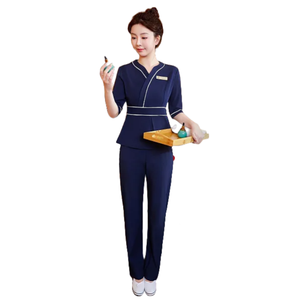 <span class=keywords><strong>Tunique</strong></span> de <span class=keywords><strong>travail</strong></span> respirante en polyester et élasthanne pour femme, avec logo personnalisé, idéale pour les salons de beauté, les spas et les techniciennes de massage thaïlandais, qualité supérieure. - Product Image 2