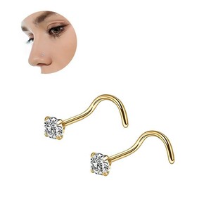 Clous et anneaux de nez ronds en zircon en acier titane, bijoux de piercing corporel en acier inoxydable pour lèvre et nez Ed0014 - Product Image 3