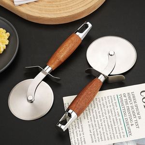 Cuchillo para Pastel Plegable de Acero Inoxidable con Mango de Madera, Espátula, Cortador de Pizza Giratorio de Una Sola Rueda, Caja de Cocina - Product Image 3