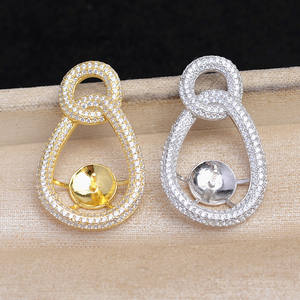 Pendentif de luxe en argent 925, accessoire de bricolage, double boucle, base vide semi-finie 12-14 mm pour bijoux en perles JG5861 - Product Image 1