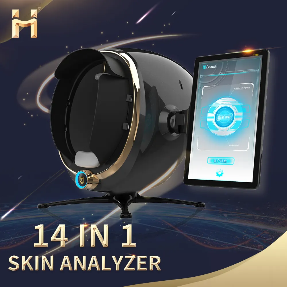Máquina de análise de pele portátil 3d, analisador facial, uv, lcd, wifi, lâmpada de varredura, máquina de analisador de rosto, 2023