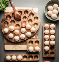 Plateau à œufs en bois écologique, organisateur de cuisine domestique, présentoir de table pour rangement au réfrigérateur