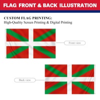 Drapeau basque Ikurrina personnalisé OEM 90x150cm en polyester pour décoration extérieure, imprimé recto-verso, bannière 3x5ft pour événements culturels
