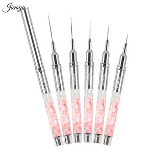 2024 Wholesale Silver Liquid Handle Nails Tool 5/9/15/20/25mm Nylon Hair Art Nail Liner Brush