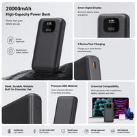 Batterie Li-Polymère Haute Capacité 20000mAh, Power Bank, Entrée/Sortie Type-C, Charge Rapide 30W/65W, Utilisation Extérieure Portable, Logo Personnalisé