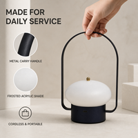 Lampe de table sans fil rechargeable pour restaurant avec voyant d'appel rouge pour serveur, poignée métallique portable et abat-jour en plastique pour hôtel, café, bar