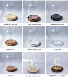 Venta directa de fábrica, cúpula de campana de cristal con pantalla transparente decorativa personalizada con Base de madera para regalos - Product Image 4