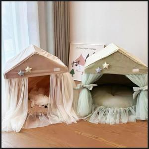 بيت قطط داخلي فاخر بتصميم عصري من قماش الفرو الناعم، صديق للبشرة، قابل للغسل والإزالة، مصنوع من القطيفة الصلبة - Product Image 6