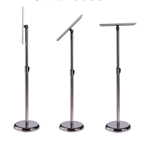 Supporto per Menu Pieghevole Regolabile con Base Rotonda in Alluminio, Espositore da Terra Argento per Uso Interno A3 - Product Image 6