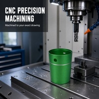 Casing Silinder Aluminium Presisi CNC Dua Bagian, Warna Hijau Anodized, dengan Lubang Samping untuk Humidifier Aromaterapi