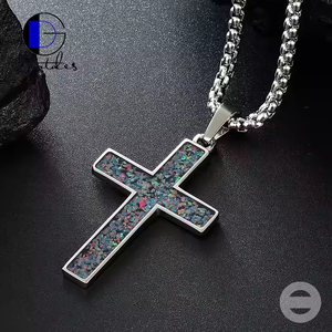 जेंटस गहने हॉट सेलिंग क्रॉस पेंडेंट ओपल इनले हार - Product Image 2