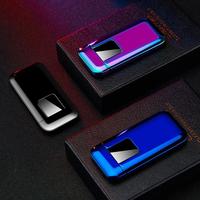 Briquet Électrique Sans Flamme Classique à Capteur d'Empreintes Digitales, Double Arc, Rechargeable USB, en Alliage de Zinc, 10 Couleurs, Idéal pour les Cadeaux Promotionnels