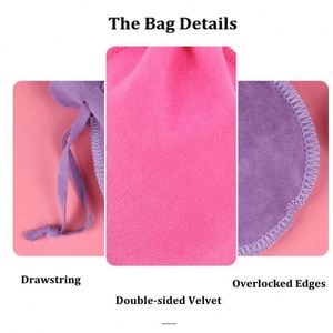 Bolsa de terciopelo reciclable de doble cara con cordón para joyería, relojes y gafas, con opción de estampado, al por mayor - Product Image 6