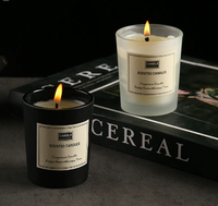 Vente en gros de bougies parfumées dans des pots en verre givré, coffrets cadeaux rétro beige avec bordure noire, boîte cadeau carrée incluse, parfum personnalisé