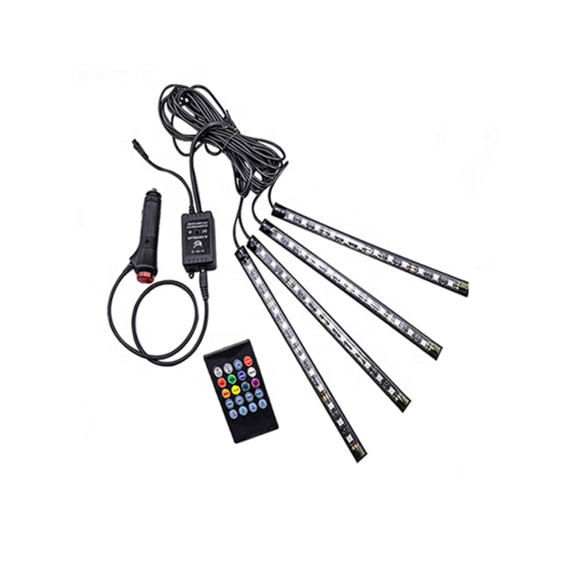 Внутреннее освещение автомобиля, 4 шт. 12 В светодиодная полоса освещения 48 светодиодов пульт дистанционного управления сигаретное зарядное устройство Rgb музыкальный Автомобильный свет
