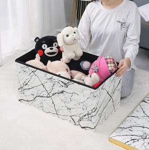 Portaoggetti pieghevole pouf Cube poggiapiedi sgabello in pelle PU panca portaoggetti con sedile imbottito - Product Image 1