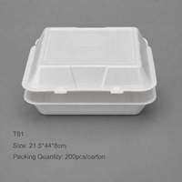 Boîte à lunch jetable en mousse à compartiment unique T91 de 9 pouces, boîte d'emballage pour hamburger, boîte à hamburger biodégradable pour la restauration rapide