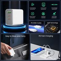 Schitec OEM 65W Gan chargeur mural super vitesse EU AU UK US charge rapide multi-ports chargeur usb pour ordinateur portable et autre appareil mobile