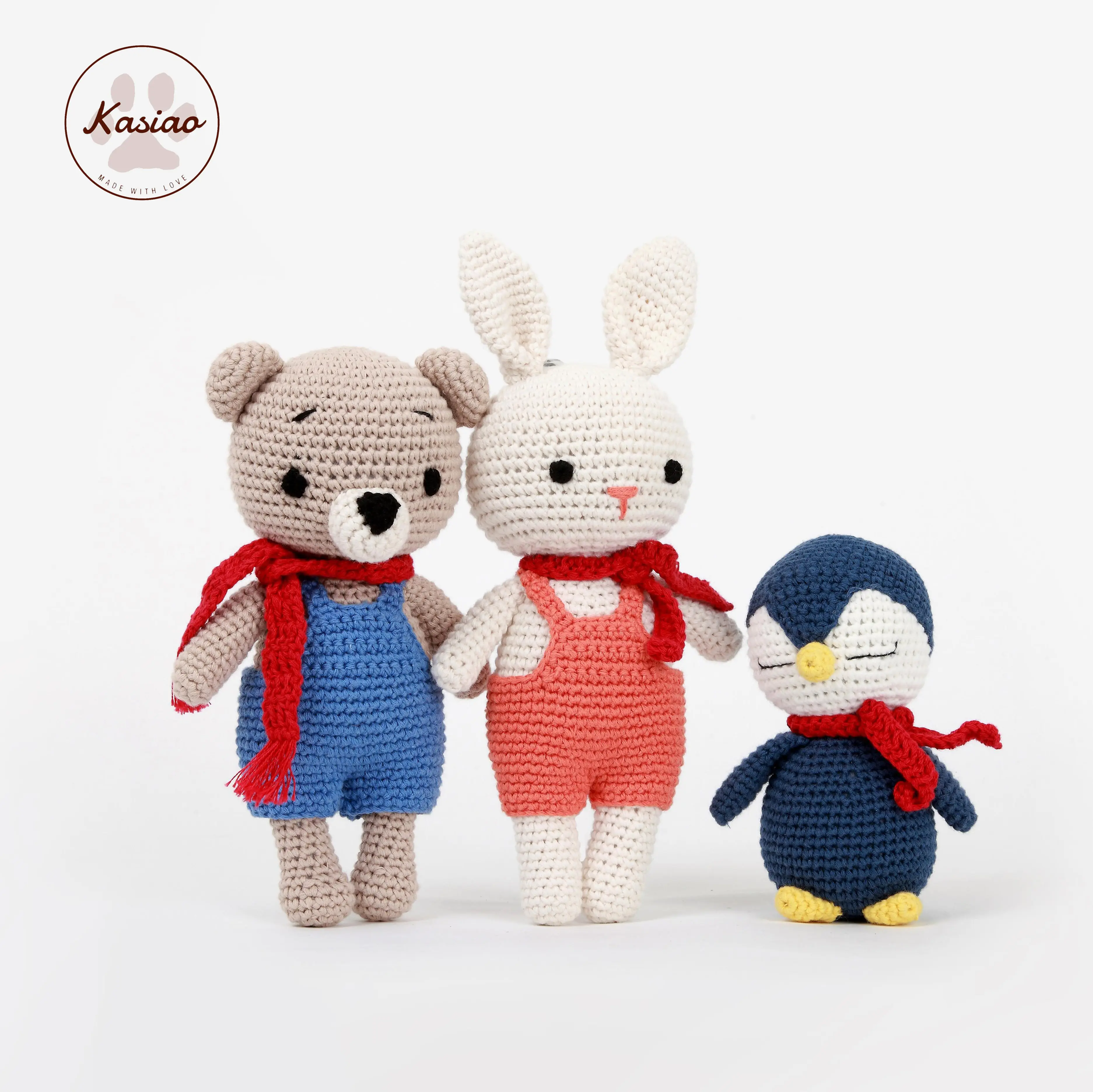 Eco-Friendly High Quality Baby Crochet Toy Lovely Soft Bunny Bear Animal Toy Set