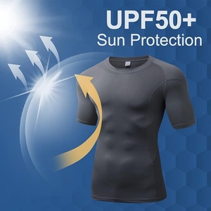 UPF 50 Custom Logo Rash Guard Mma Compression Shirt Short Sleeve UV Protective Sublimation Printing for <b>Men</b> - Product Image 2