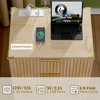Ensemble de 2 tables de chevet en bois, commode à 3 tiroirs pour chambre à coucher, tables d'appoint avec station de charge, rangement, table d'appoint