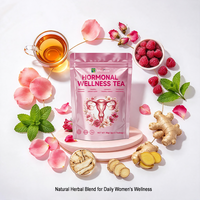 Teh Herbal Alami Mawar Raspberry untuk Kesehatan Hormonal Wanita, Kantong Teh Piramid untuk Kulit Bercahaya