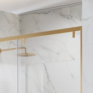 Kamalu KSA4000G 140cm altezza scorrevole spazzolato oro nicchia porta doccia 200cm larghezza - Product Image 5