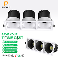 PULUOTI estilo moderno LED cuadrado empotrado tres cabezas 36W 45W 3000K 3500K 4000K focos de rejilla de techo blanco buena calidad