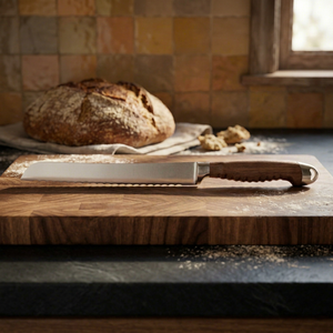 Cuchillo para Pan de Acero Inoxidable de Grado Industrial Iron Crown Forge con Mango de Madera y Borde Dentado para Cortar Tostadas OEM - Product Image 3