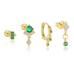 Elegante Pendiente de Aro con <span class=keywords><strong>Cadena</strong></span> de Flecos y Estrella de Ojo de Caballo en <span class=keywords><strong>Plata</strong></span> de Ley 925, con Circonita y Baño de Oro, Ideal para Regalo de Compromiso - Product Image 3