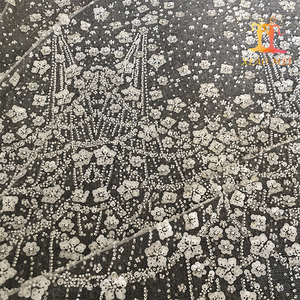 Cao cấp 100% polyester ưa thích thêu đính cườm sequined Bridal Couture ren vải XM-BF0725 - Product Image 6