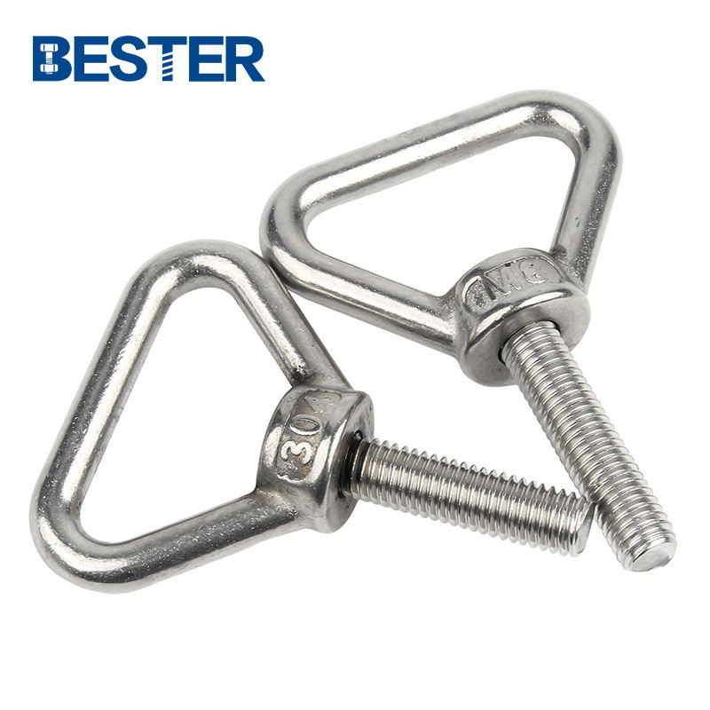 Triangular Threaded Bolt SS304 SS316 Stainless Steel M6 Long Shank Triangle Head Lifting Eye ...