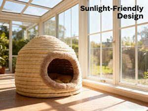 Cama para Gatos en Forma de Domo de Jacinto de Agua Tejida a Mano Ecológica, Casa Iglú para Mascotas, Cojín Lavable para Gatos y Mascotas Pequeñas - Product Image 2