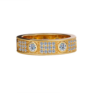 Anillos de Plata S925, Anillo de Eternidad de Lujo <span class=keywords><strong>con</strong></span> <span class=keywords><strong>Tres</strong></span> Hileras de Diamantes Moissanite, Anillo de Compromiso y Boda para Mujer y Hombre - Product Image 3