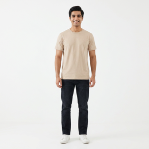 T-shirt décontracté pour homme, à manches courtes, uni, respirant, résistant aux plis, chemise de corps - Product Image 1