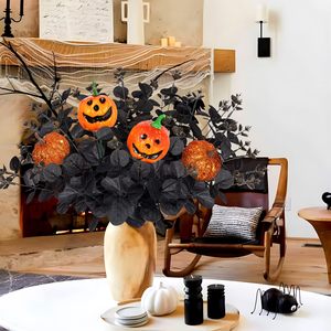 Bouquet d'Halloween, décorations de citrouilles et d'eucalyptus noir pour les fêtes à la maison - Product Image 4