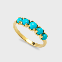 Bague fine empilable en argent sterling S925 plaqué or personnalisée avec turquoise, style bohème, pour femme, bijou quotidien, cadeau