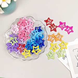 Kadınlar ve Çocuklar için Renkli Toplu Yıldız Saç Tokaları, Sevimli Pentagram Yan Kakül Saç Tokaları - Product Image 3