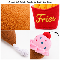 Lot de jouets en peluche pour chiens et chats, en forme de fast-food (hamburger, frites, cuisse de poulet, crème glacée), mignons, doux, à mâcher et qui couinent, vente en gros