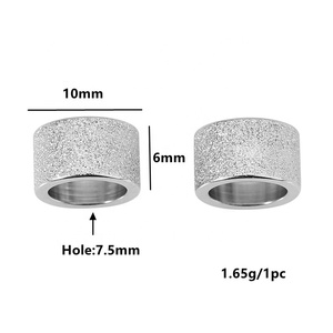 Frosted Large Hole Barrel Beads 5x6 6x10mm | 18K PVD Gold Plated Stainless Steel <b>Spacer</b> for DIY Bracelet Necklace Jewelry - Product Image 3