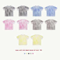 T-shirt décontracté en maille effet lin pour homme, peint à la main, style streetwear, manches courtes, coupe classique, coton/bambou, vente en gros