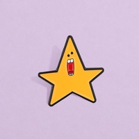 Broches en métal émaillé en gros, épingles créatives uniques en forme d'étoile jaune de dessin animé, badges souvenirs amusants et mignons en forme d'étoile à cinq branches