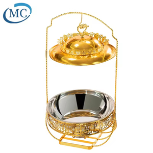 Penghangat Makanan Mewah Butterfly 8L Gold Pour Buffet Hanging Food Warmer Dome Chafing Dish Buffet Set untuk Katering - Product Image 4
