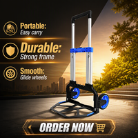 Chariot à main industriel extérieur robuste en aluminium avec capacité de charge de 125 kg, pour le stockage, les courses, OEM