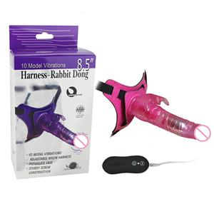 Correa en conejo consolador vibrador juguetes sexuales <span class=keywords><strong>para</strong></span> sexo lésbico consolador vibrador portátil <span class=keywords><strong>para</strong></span> mujer 8,5 "arnés conejo Dong - Product Image 6